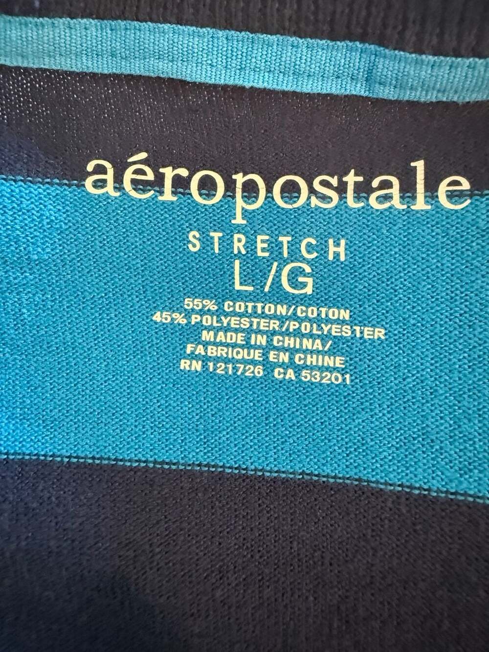 Aéropostale Stretch Blue and Navy Striped V-Neck Long Sleeve Sweater - Picture 3 of 3